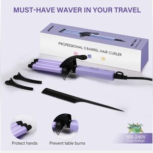 janelove Mini Hair Crimper, 1/2 Inch Beach Waves Curling Iron NIB
